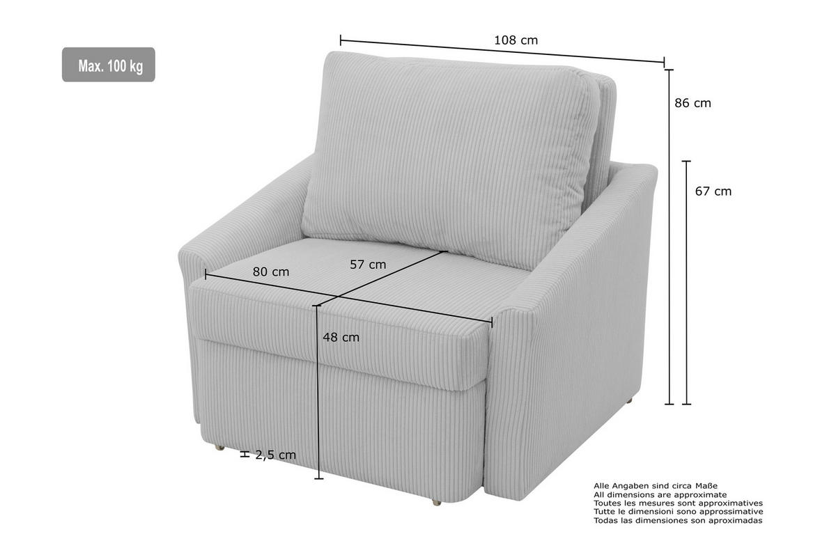 SCHLAFSESSEL RELAX BOX Mikrofaser Beige    - Beige/Schwarz, Basics, Kunststoff/Textil (108/86/96cm) - MID.YOU