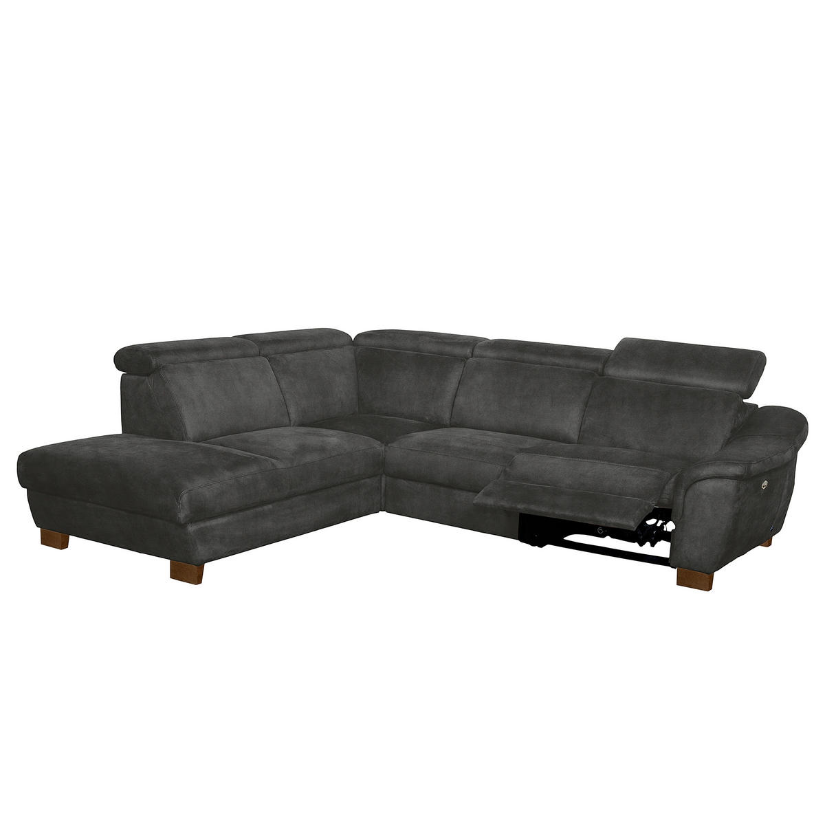 ECKSOFA TREND in Mikrofaser Anthrazit Bettkasten, Relaxfunktion, Kopfteilverstellung  238/276 cm  - Wengefarben/Anthrazit, Design, Holz/Textil (238/276cm) - Livetastic