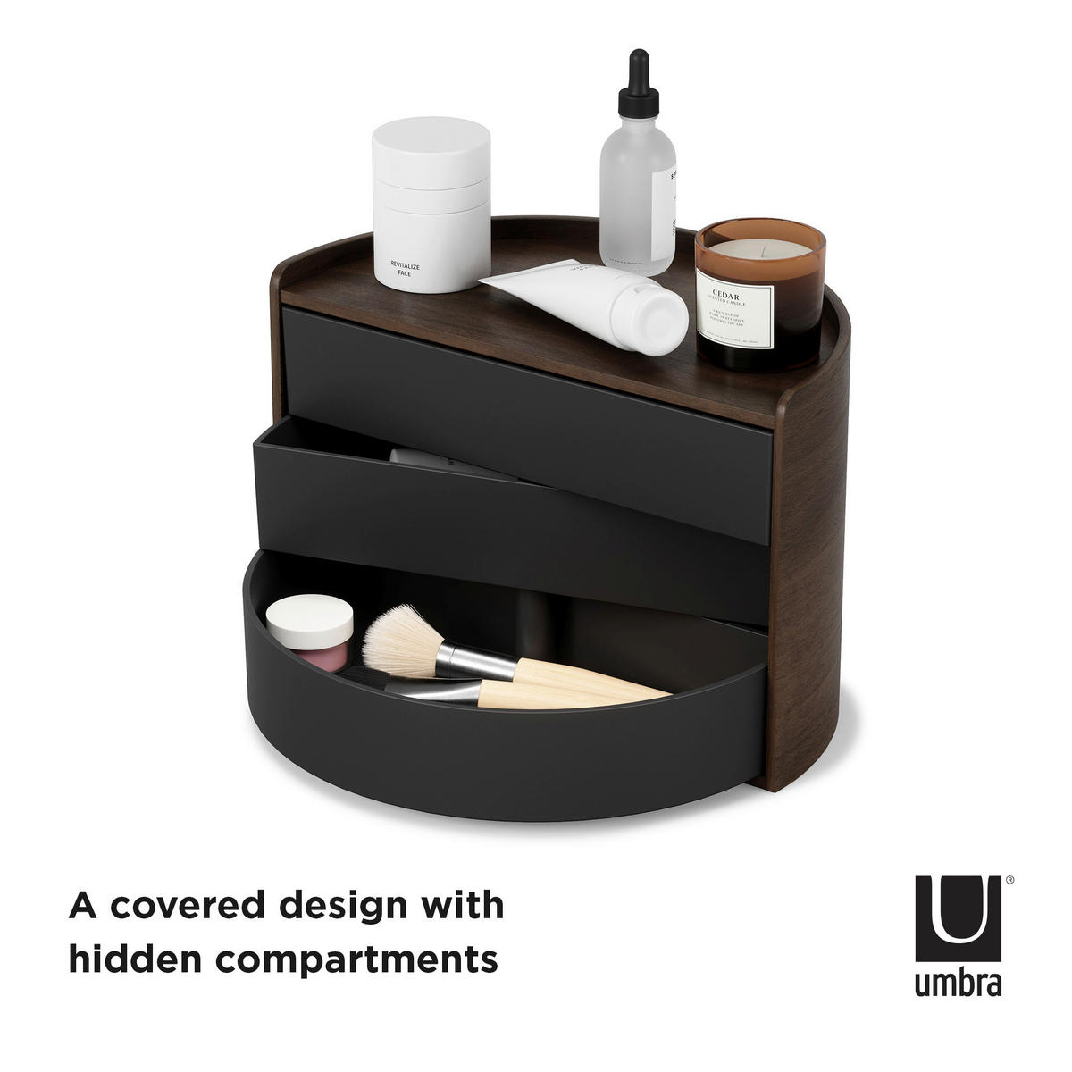 SCHMUCKBOX - Walnussfarben/Schwarz, Design, Holz/Kunststoff (15,2/18,4/27,3cm) - Umbra