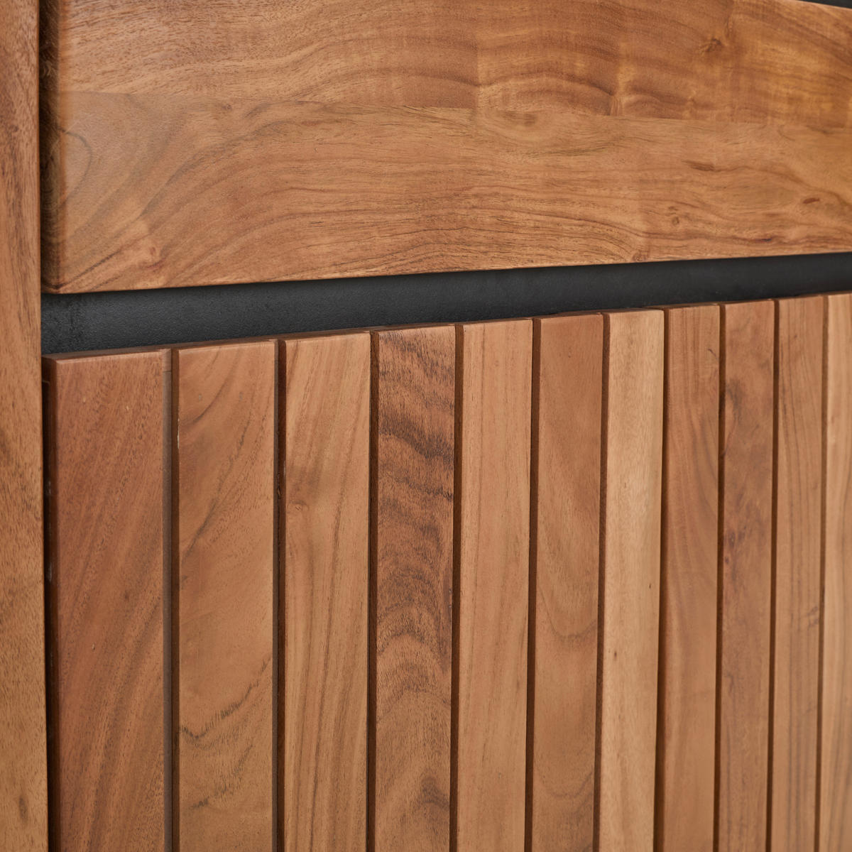 SIDEBOARD Nara  in 180/90/42 cm  - Schwarz/Naturfarben, KONVENTIONELL, Holz/Metall (180/90/42cm) - Livetastic