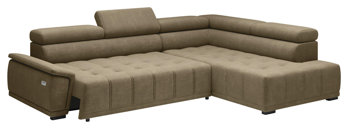 HÖRNSOFFA i chenille, vävt tyg taupe  - svart/taupe, Modern, textil/plast (283/206cm) - MID.YOU