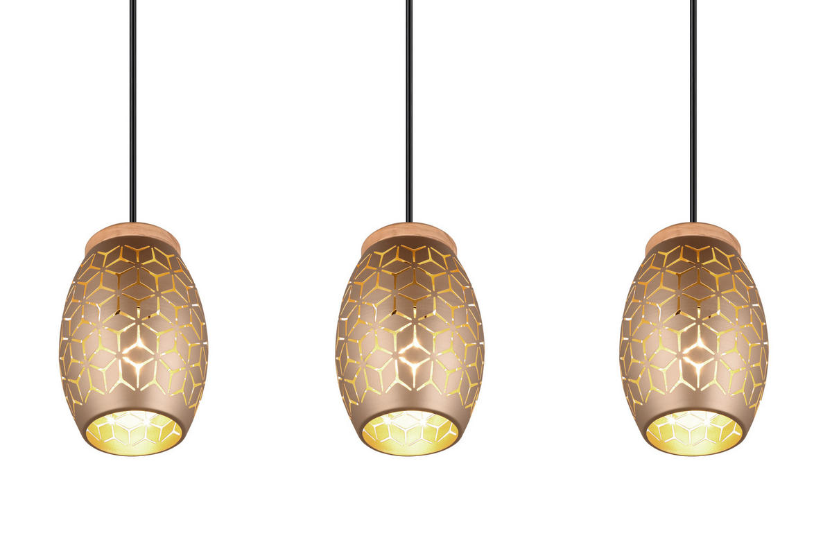 PENDELLEUCHTE Bidar 71/15/150 cm   - Goldfarben/Braun, KONVENTIONELL, Holz/Metall (71/15/150cm)