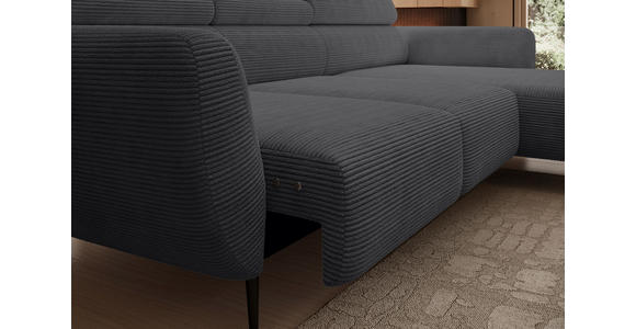 ECKSOFA  in Cord Anthrazit  277/174 cm  - Anthrazit/Schwarz, KONVENTIONELL, Textil/Metall (277/174cm) - Carryhome