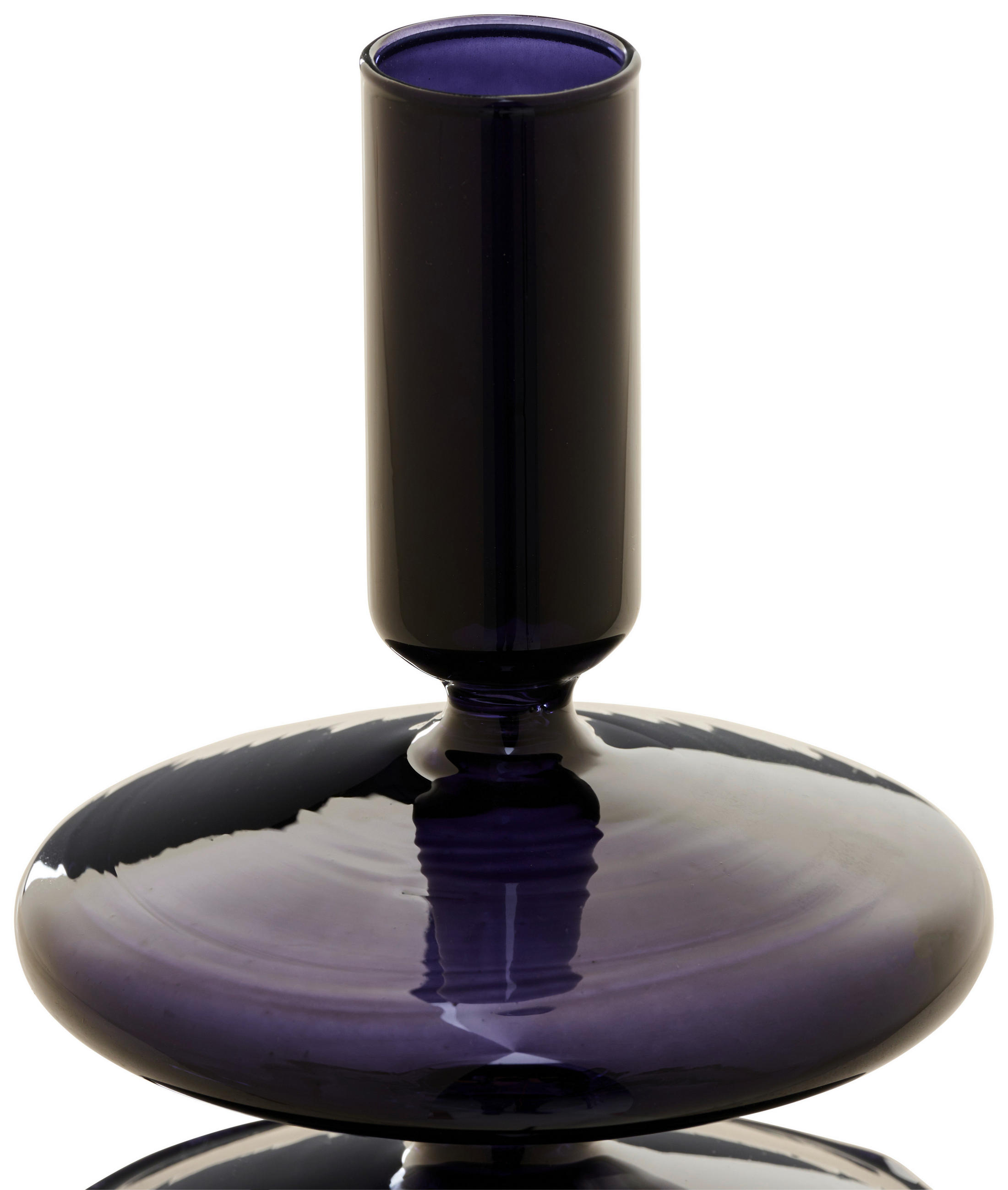 KERZENHALTER - Schwarz Hochglanz, Trend, Glas (9/13cm)