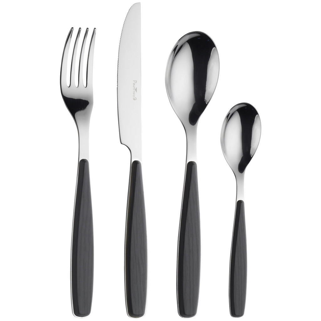 Besteckset Riva Ebony 16--Teilig., Kunststoff, Stahl