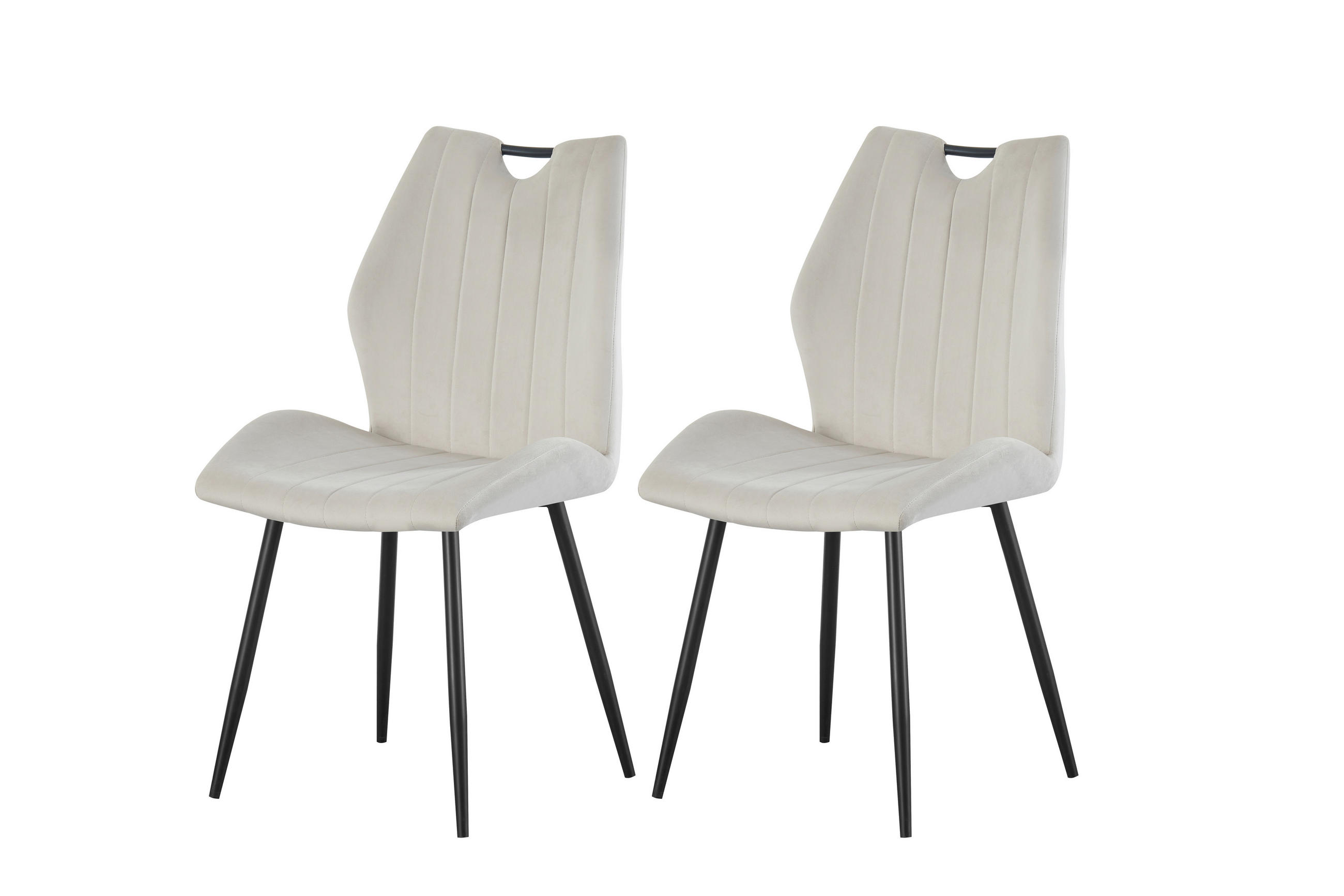 STUHL-SET 2 Stück  in Webstoff  - Creme/Schwarz, MODERN, Textil/Metall (52/75/58cm) - MID.YOU