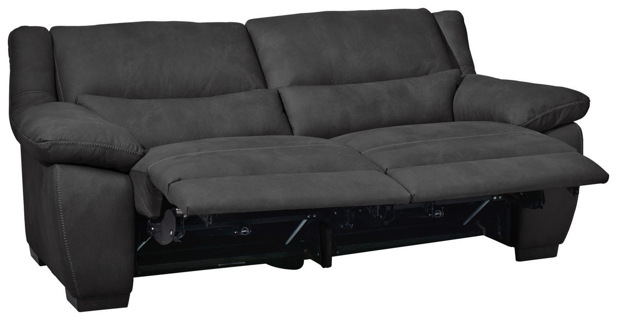 2,5-SITZER mit elektr.Funktion Dunkelgrau  - Wengefarben/Dunkelgrau, KONVENTIONELL, Holz/Textil (210/96/99cm) - Livetastic