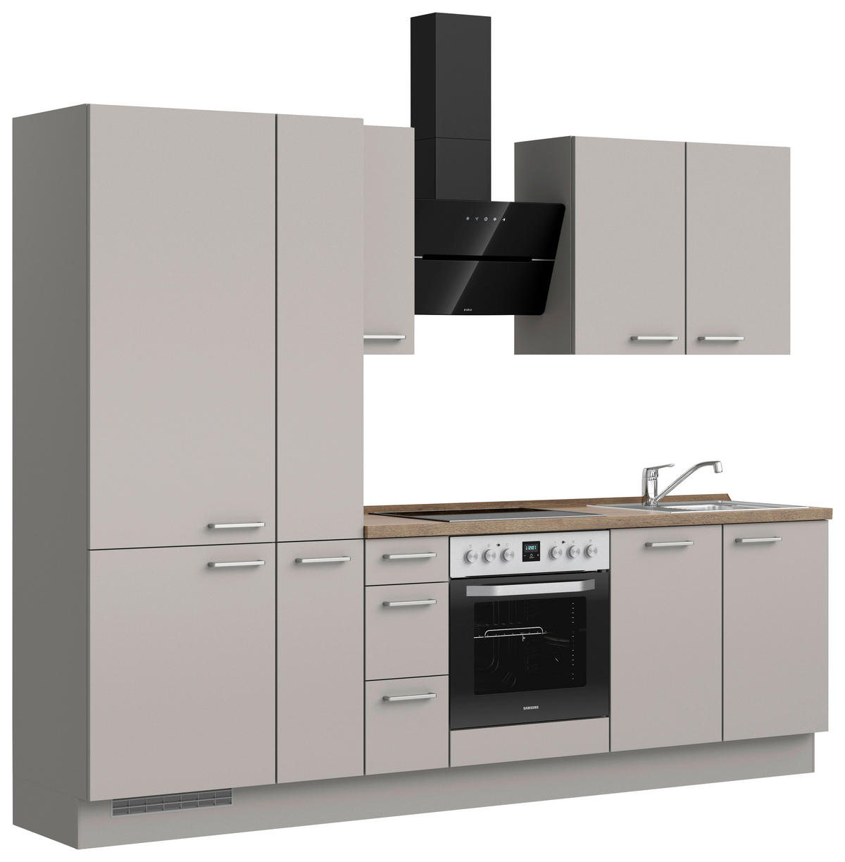 KÜCHENLEERBLOCK 270 cm   in Grau, Eiche dunkel  - Eiche dunkel/Edelstahlfarben, MODERN, Holzwerkstoff/Metall (270cm) - Nobilia