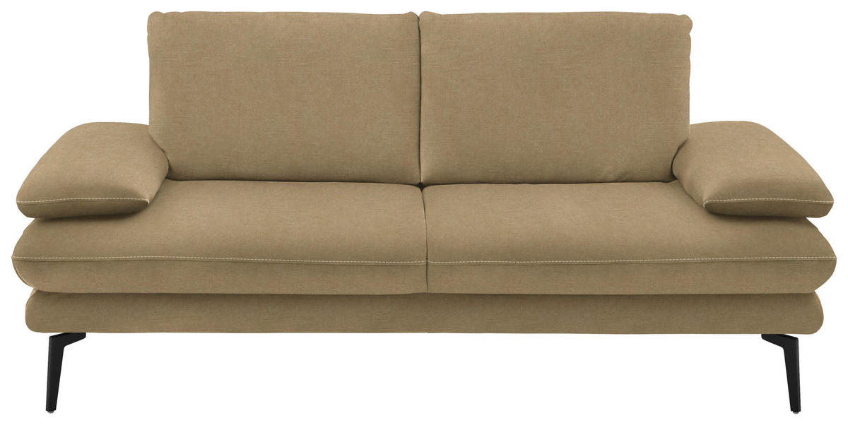 2,5-SITZER in Velours Cappuccino  - Beige/Schwarz, Design, Textil/Metall (196/89/104cm) - Dieter Knoll