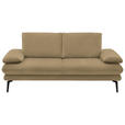 2,5-SITZER in Velours Cappuccino  - Beige/Schwarz, Design, Textil/Metall (196/89/104cm) - Dieter Knoll