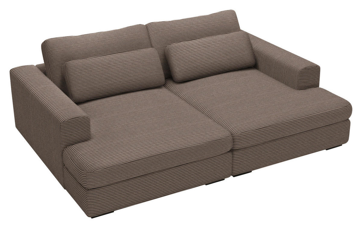 BIGSOFA in Cord Braun  - Schwarz/Braun, Design, Textil (223/80/158cm) - Lomoco