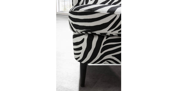 OHRENSESSEL Flachgewebe Schwarz, Weiß  - Dunkelbraun/Schwarz, Design, Holz/Textil (72/104/85cm) - Carryhome