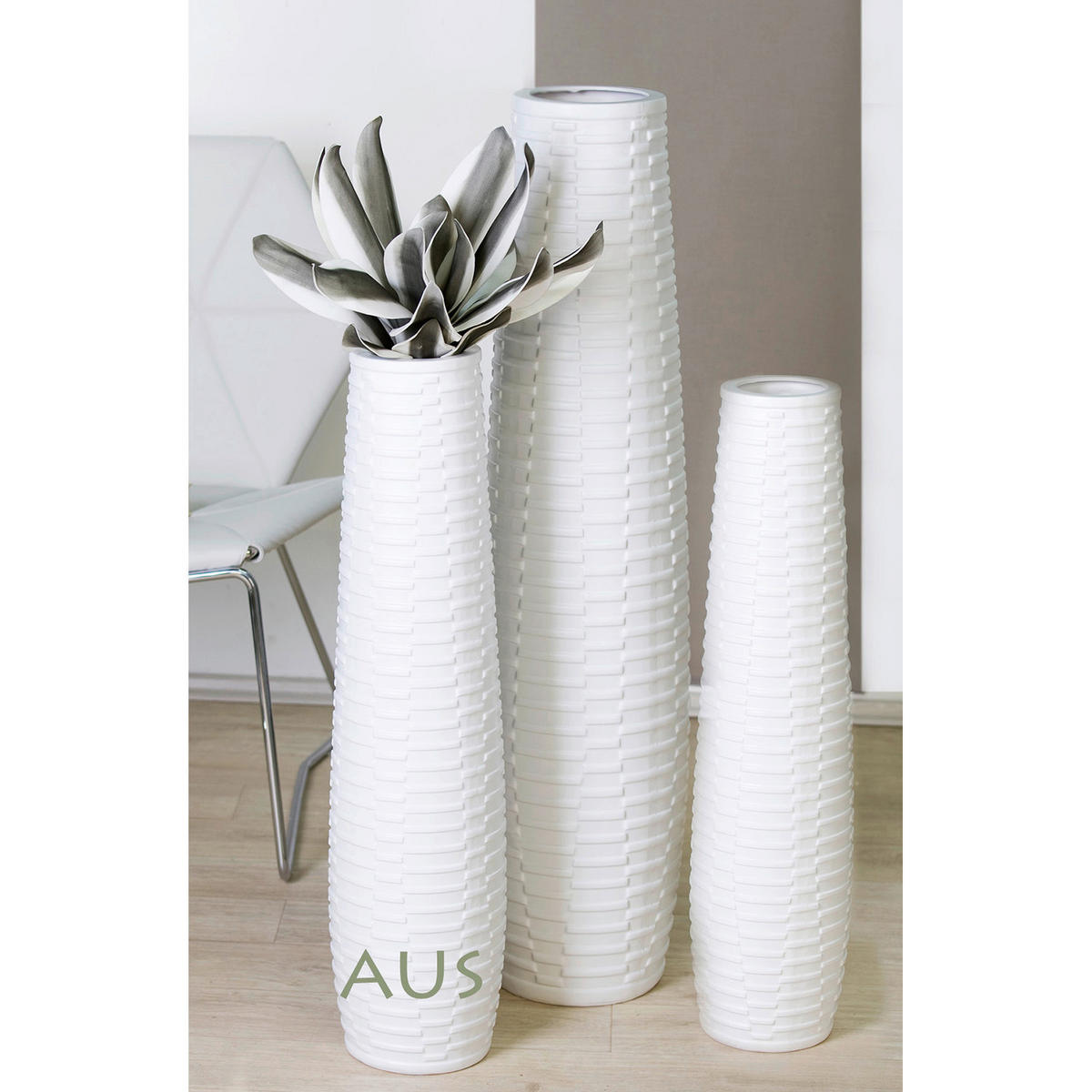 VASE Catania  - Weiß, Basics, Keramik (16/57/16cm)