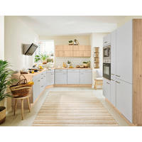 ECKKÜCHE  in Eichefarben, Hellgrau  - Edelstahlfarben/Eichefarben, KONVENTIONELL, Holzwerkstoff/Metall (270/270/150cm) - Impuls