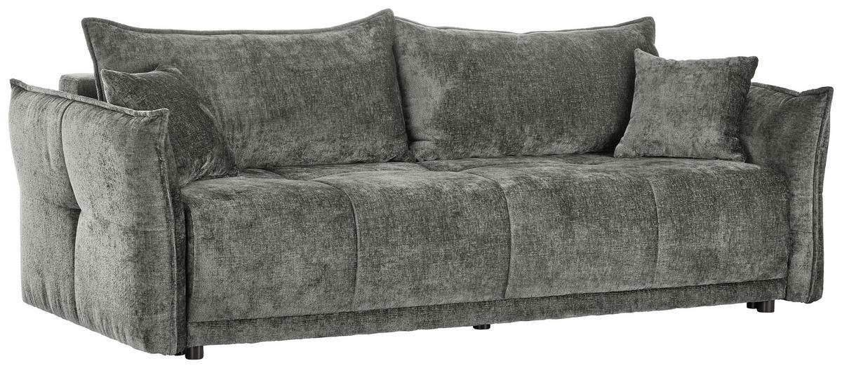 BOXSPRINGSOFA in Chenille Greige  - Greige/Schwarz, MODERN, Kunststoff/Textil (235/95/108cm) - Hom`in