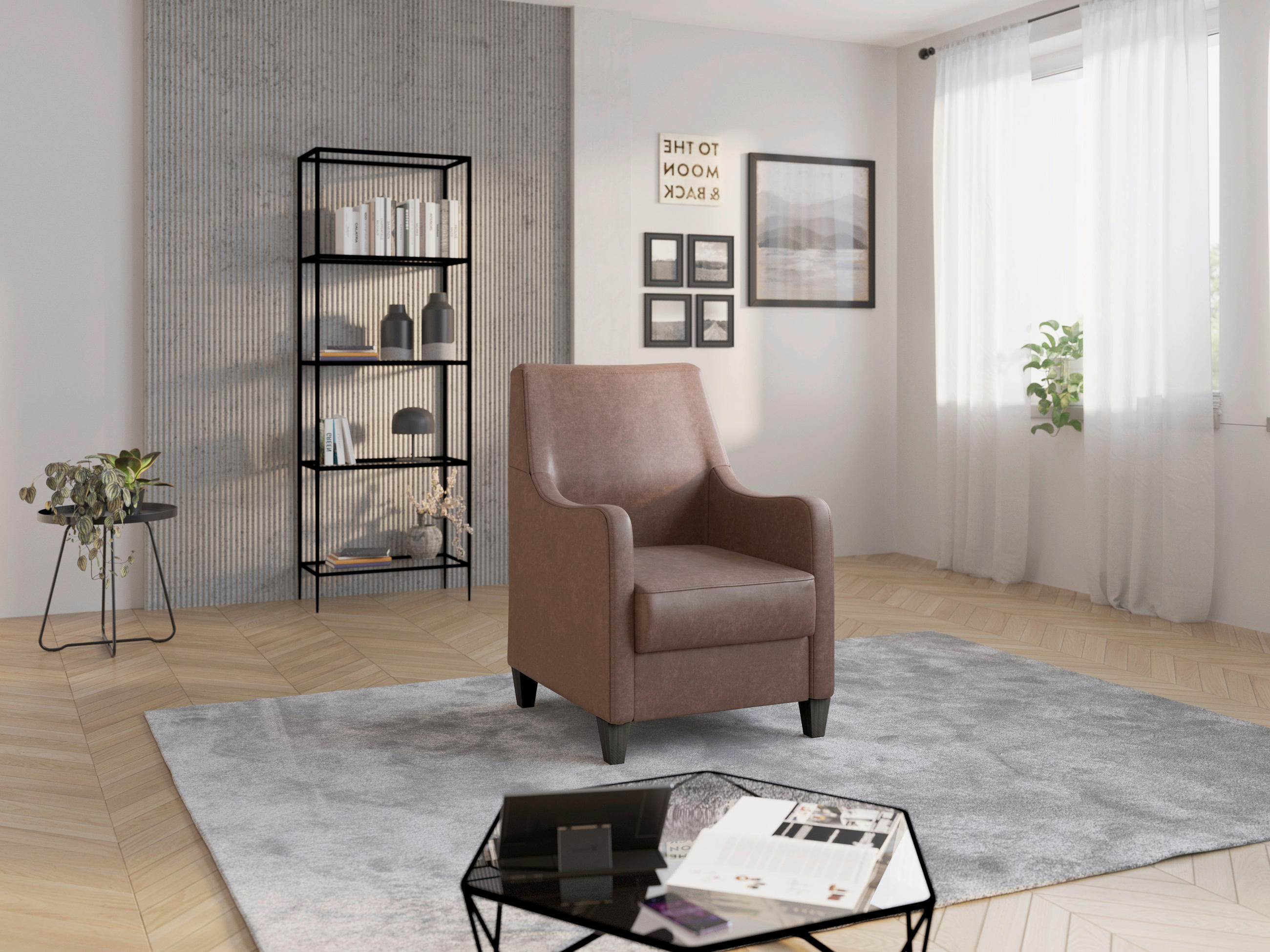 Sit & More KŘESLO, textil, barvy lískového ořechu
