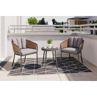 BALKONSET Anthrazit, Braun 3-teilig  - Anthrazit/Braun, MODERN, Glas/Kunststoff (60/45/75/53/66/45cm) - Ambia Garden