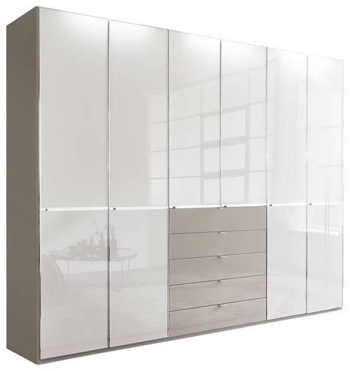KLEIDERSCHRANK in Grau, Weiss  - Chromfarben/Weiss, Design, Glas/Holzwerkstoff (300/236/58cm) - Novel