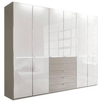KLEIDERSCHRANK in Grau, Weiss  - Chromfarben/Weiss, Design, Glas/Holzwerkstoff (300/236/58cm) - Novel