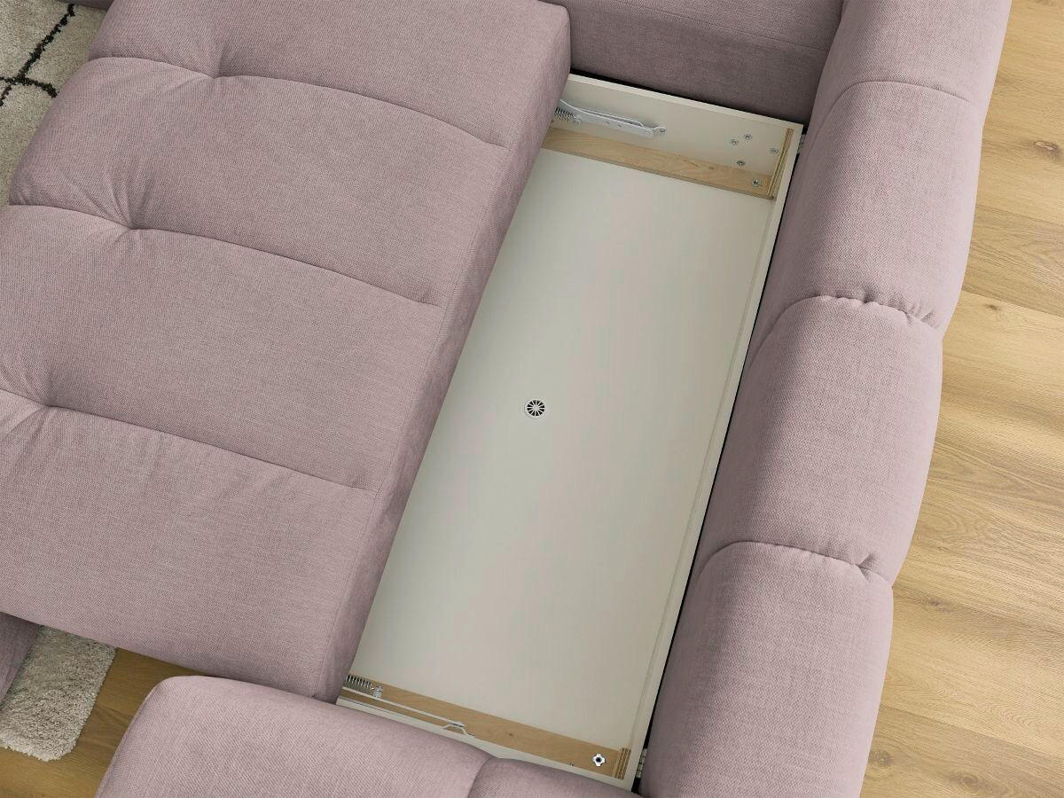 ECKSCHLAFSOFA FUJI Leinenoptik Rosa  inkl.  - Schwarz/Rosa, MODERN, Kunststoff/Textil (204/282cm)
