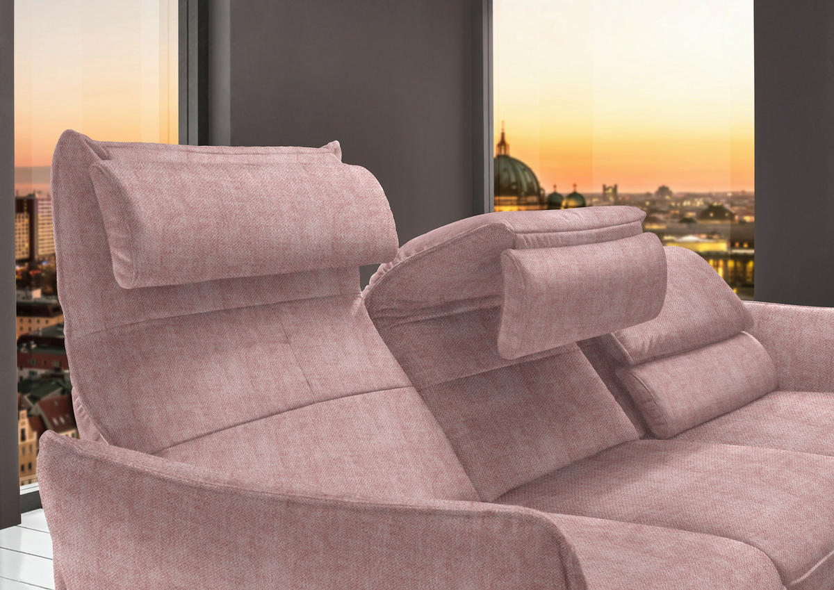 ECKSOFA in Velours Altrosa  - Schwarz/Altrosa, Design, Textil/Metall (283/153cm) - Valdera