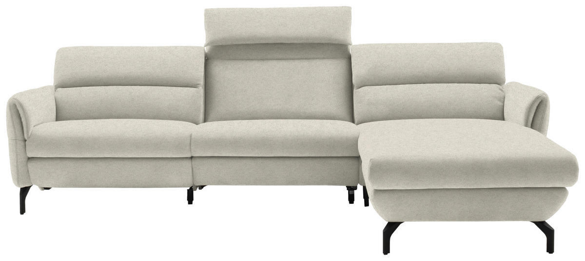 ECKSOFA in Chenille Creme  299/187 cm  - Creme/Schwarz, Design, Textil/Metall (299/187cm) - Schöner Wohnen