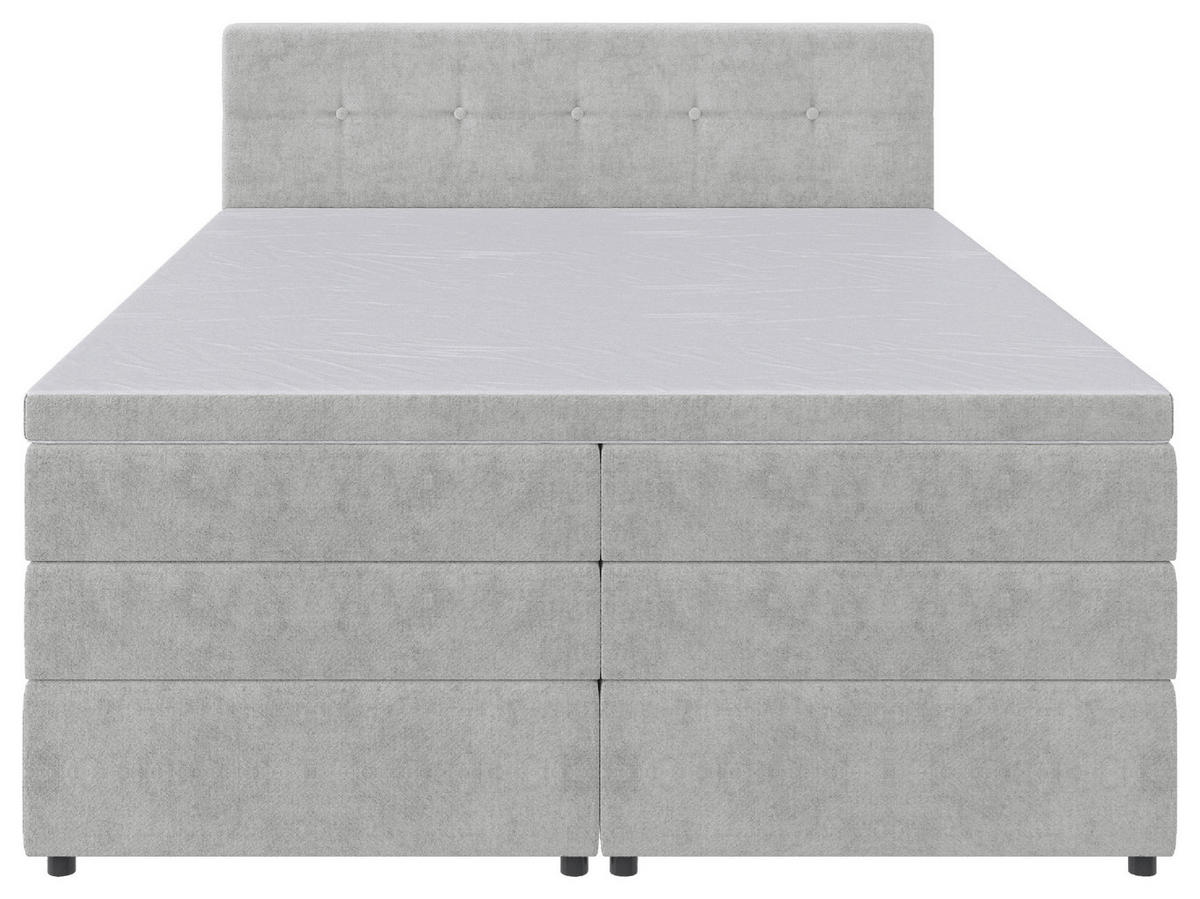 BOXSPRINGBETT 160/200 cm  in Hellgrau  - Hellgrau/Schwarz, Konventionell, Kunststoff/Textil (160/200cm) - Carryhome