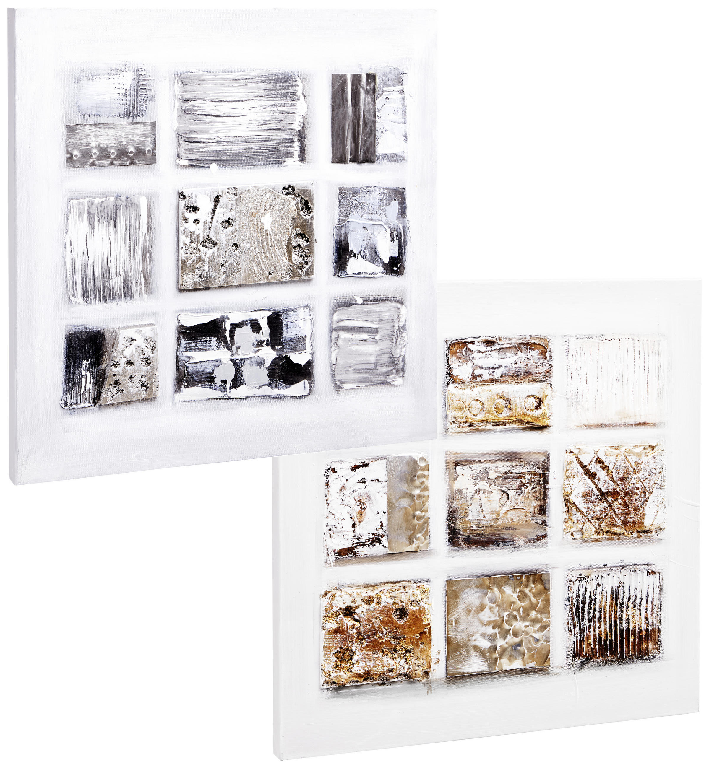 ÖLGEMÄLDE Abstraktes, Strukturen 55/55 cm  - Beige/Hellgrau, Design, Holz/Textil (55/55cm) - Monee