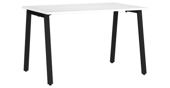 SCHREIBTISCH 120/80/75 cm  in Schwarz, Weiß  - Schwarz/Weiß, MODERN, Holzwerkstoff/Metall (120/80/75cm) - Novel