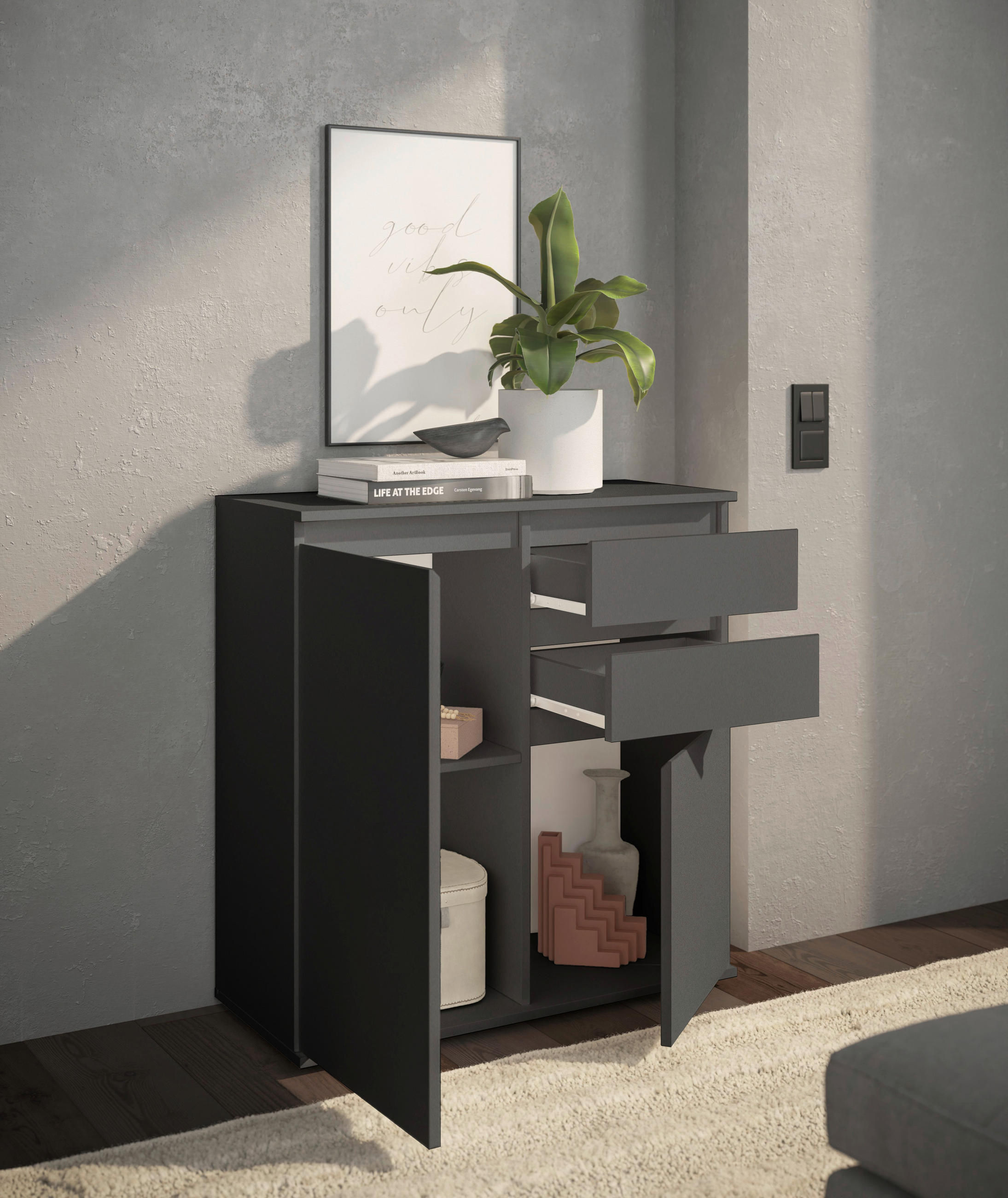 KOMMODE Brest  in 80/84/35 cm  - Anthrazit/Grau, Design, Holzwerkstoff/Kunststoff (80/84/35cm) - Boxxx