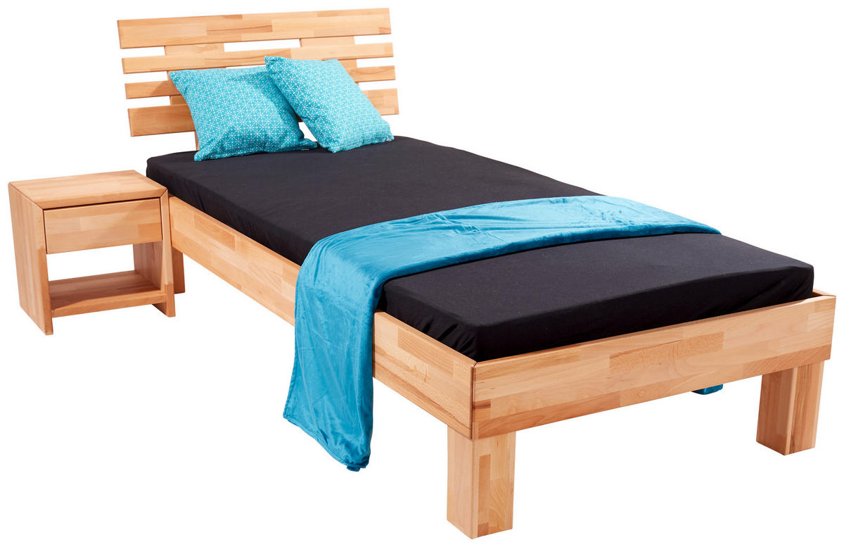 BETT 90/200 cm  in Kernbuche  - Kernbuche, KONVENTIONELL, Holz (90/200cm) - Boxxx