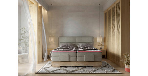 BOXSPRINGBETT 180/200 cm in Eichefarben, Olivgrün - Eichefarben/Olivgrün, Natur, Holz/Textil (180/200cm) - Valnatura