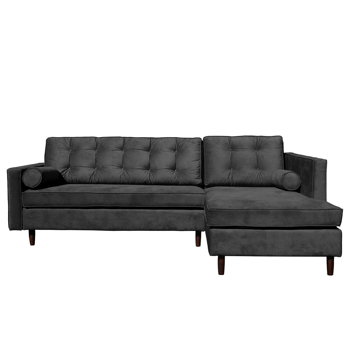 ECKSOFA Mikrofaser Schwarz  - Schwarz/Braun, Design, Holz/Textil (240/169cm) - P & B