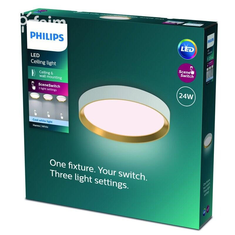 STROPNA LED-SVETILKA  HANNO /2800 lm/4000 K// - bela/barve medenine, Basics, kovina (38.5/38.5/7cm) - Philips