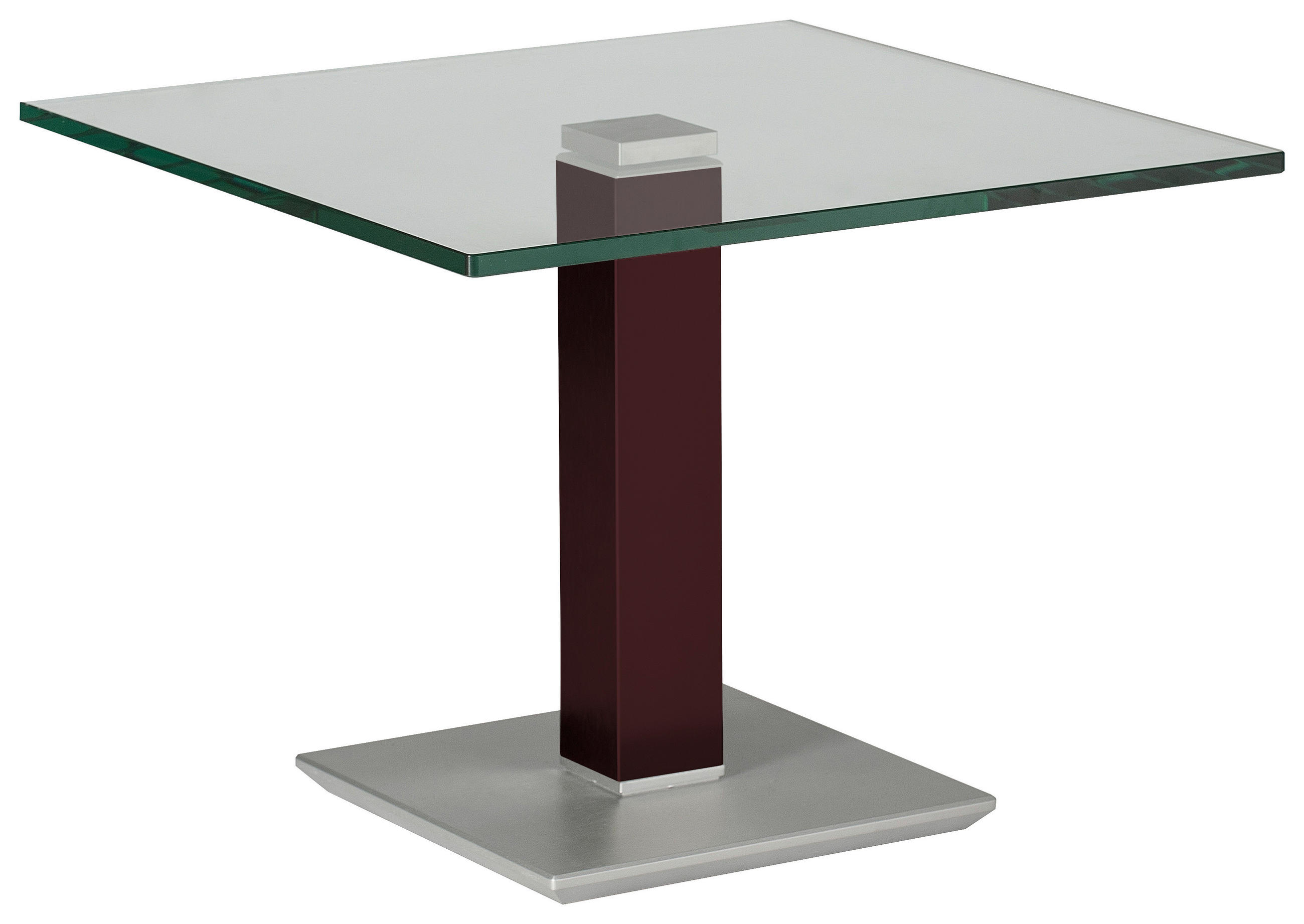 BEISTELLTISCH 60/60/46-65 cm Rot, Schwarz, Edelstahlfarben quadratisch  - Edelstahlfarben/Rot, Design, Glas/Kunststoff (60/60/46-65cm)
