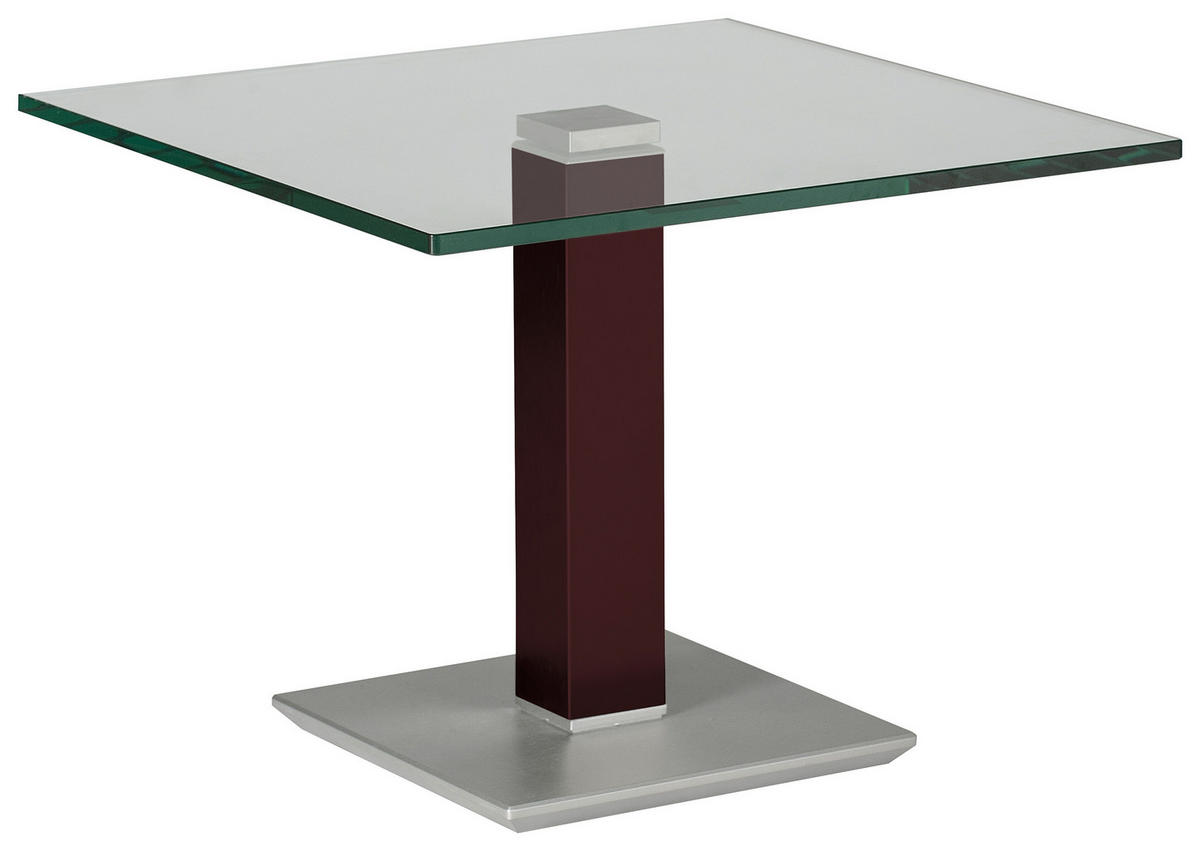 BEISTELLTISCH 60/60/46-65 cm Rot, Schwarz, Edelstahlfarben quadratisch  - Edelstahlfarben/Rot, Design, Glas/Kunststoff (60/60/46-65cm)
