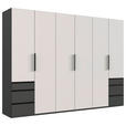 DREHTÜRENSCHRANK  in Graphitfarben, Weiß  - Schwarz/Graphitfarben, KONVENTIONELL, Holzwerkstoff/Metall (300/236/58cm) - Hom`in