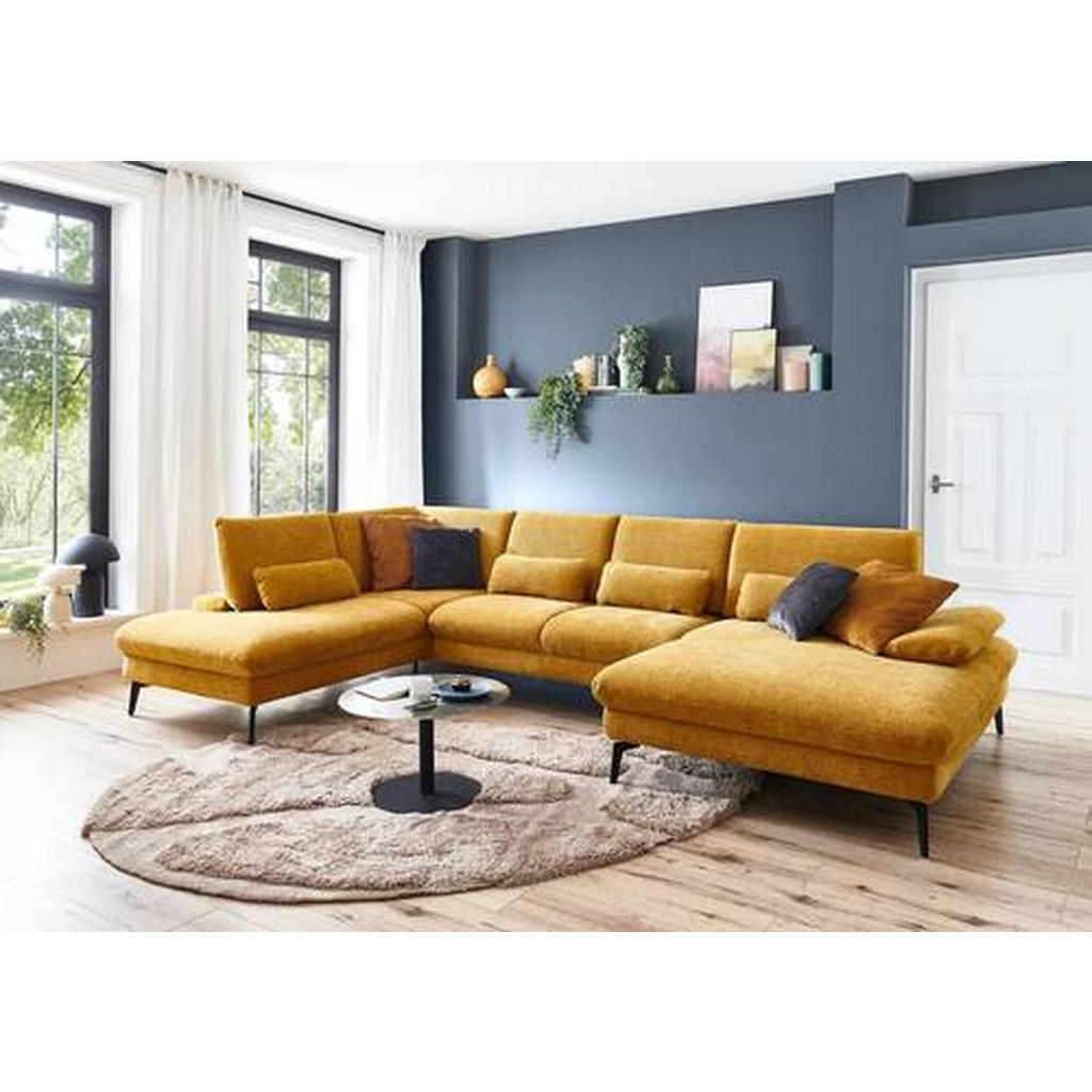 Thumbnail - Dieter Knoll Wohnlandschaft Dieter Knoll, Currygelb, Textil, 4-Sitzer, U-Form, 354x208 cm, Goldenes M, Typenauswahl, Sto...