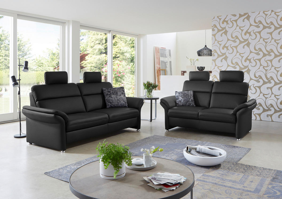 2-SITZER-SOFA in Echtleder Anthrazit  - Anthrazit/Alufarben, Konventionell, Leder/Metall (170/96/92cm) - Beldomo Premium