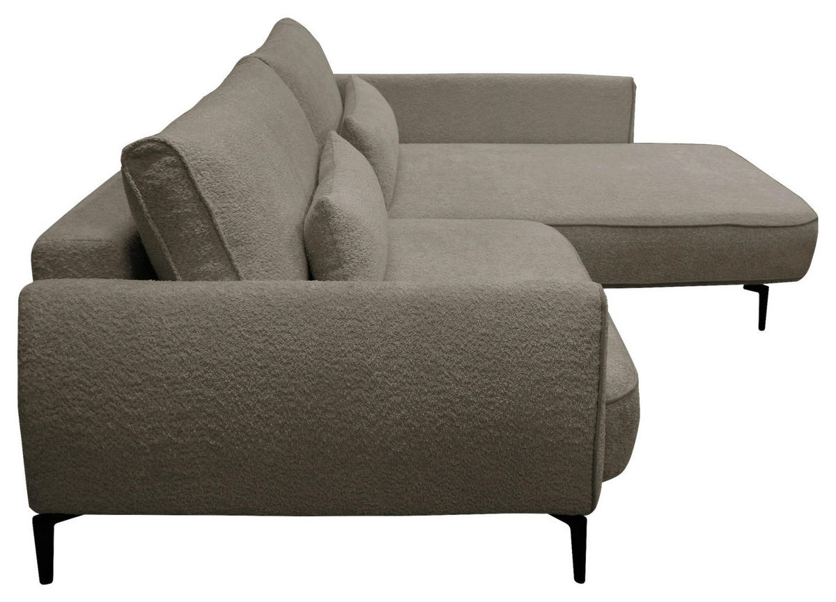 ECKSOFA Beige Bouclé  - Beige/Schwarz, Design, Textil/Metall (273/204cm) - MID.YOU
