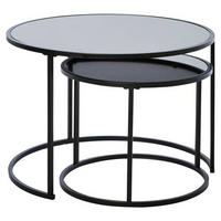 SATZTISCH rund Schwarz  - Schwarz, KONVENTIONELL, Glas/Metall (73,4/73,4/50cm) - Livetastic