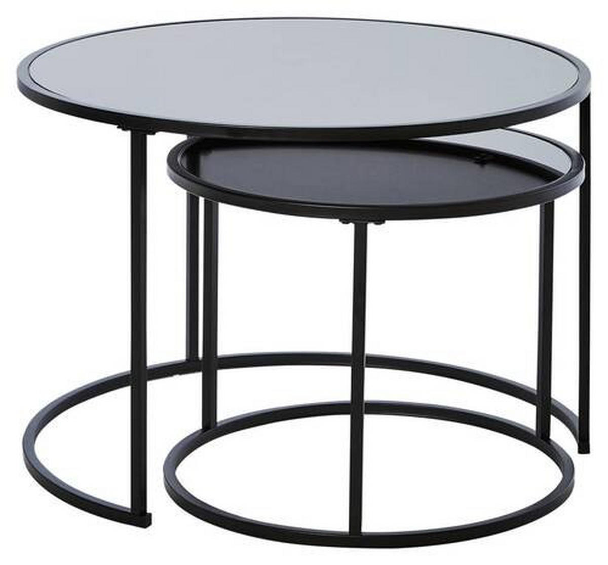 SATZTISCH rund Schwarz  - Schwarz, KONVENTIONELL, Glas/Metall (73,4/73,4/50cm) - Livetastic