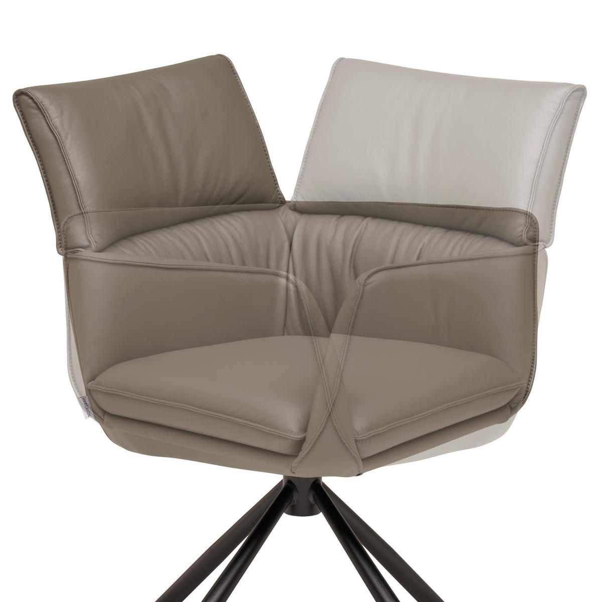 STOLICA S NASLONOM ZA RUKE  tamno siva  koža      - tamno siva/crna, Moderno, koža/metal (64/90,5/64,5cm) - Livetastic