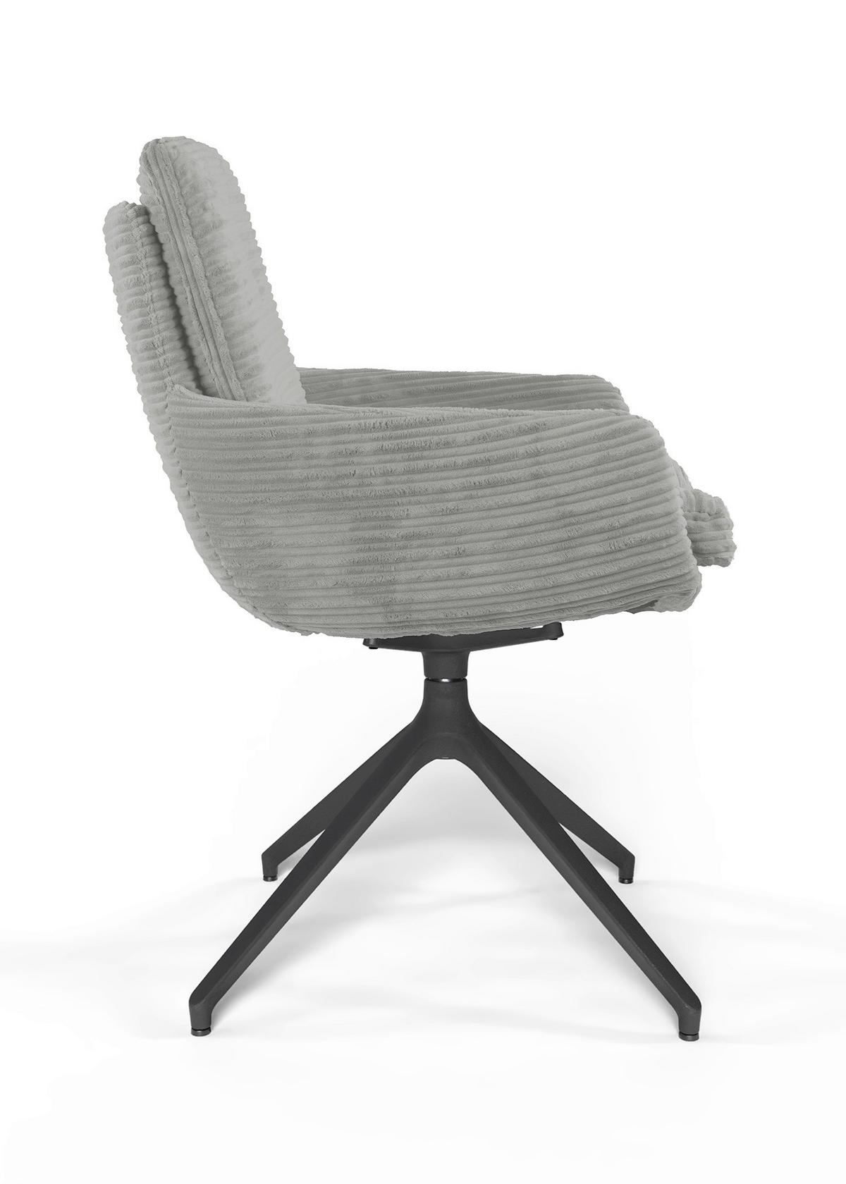 ARMLEHNSTUHL  Beinauswahl, Sitzfläche 360° drehbar, Stoff-/Lederauswahl gerippt  Grau  - Schwarz/Grau, Design, Textil/Metall (60/91/62cm) - Valdera
