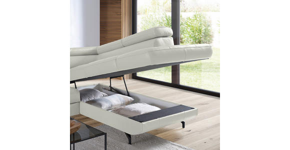ECKSOFA in Echtleder Weiß - Schwarz/Weiß, Design, Leder/Metall (270/220cm) - Novel
