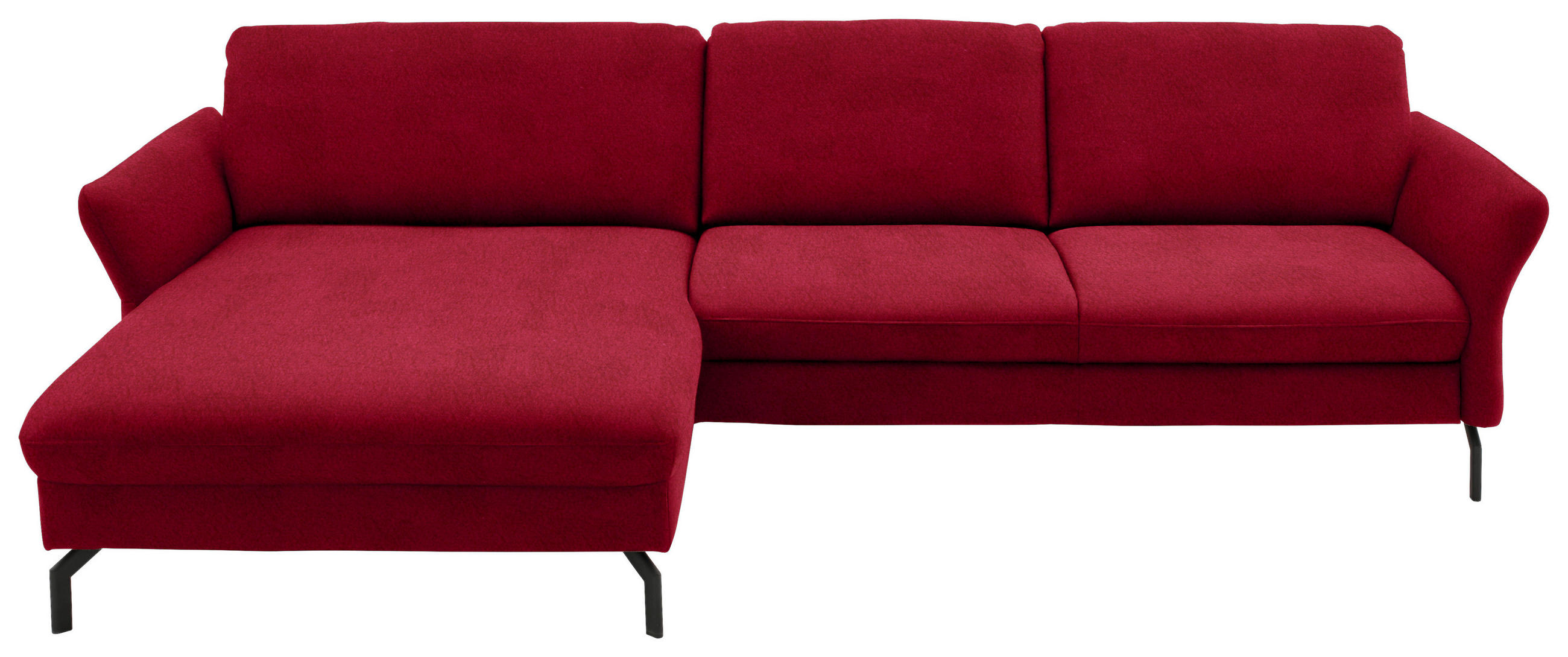 ECKSOFA in Velours Rot  - Rot/Schwarz, Design, Textil/Metall (179/306cm) - Beldomo System