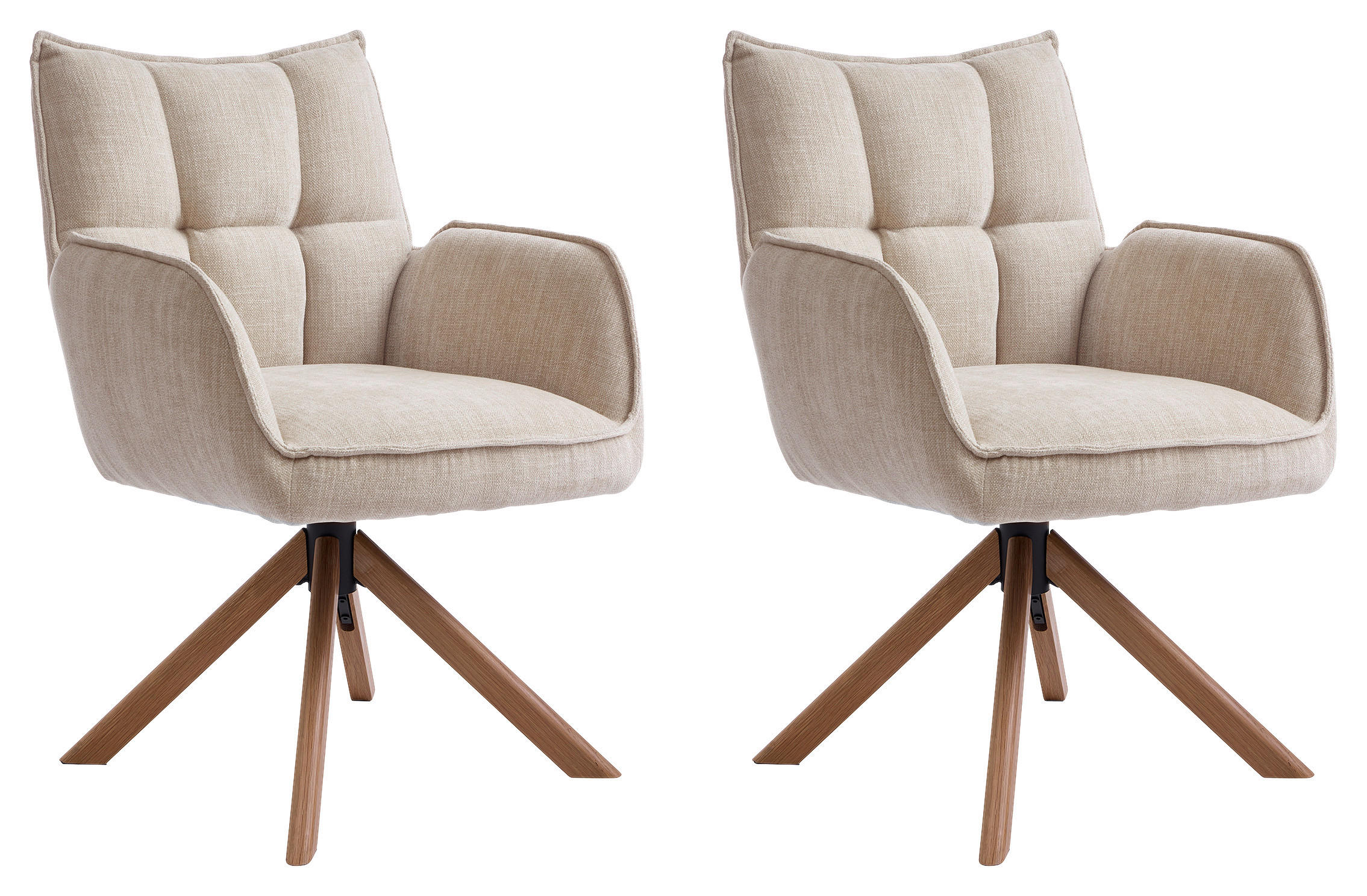 ARMLEHNSTUHL-SET 2 Stück  in Chenille  - Beige/Creme, MODERN, Holz/Textil (59/86/65cm) - Livetastic