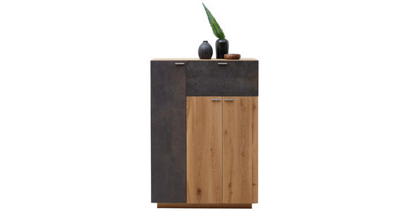 HIGHBOARD 96/135,5/38 cm - Eichefarben/Alufarben, KONVENTIONELL, Holz/Holzwerkstoff (96/135,5/38cm) - Voleo