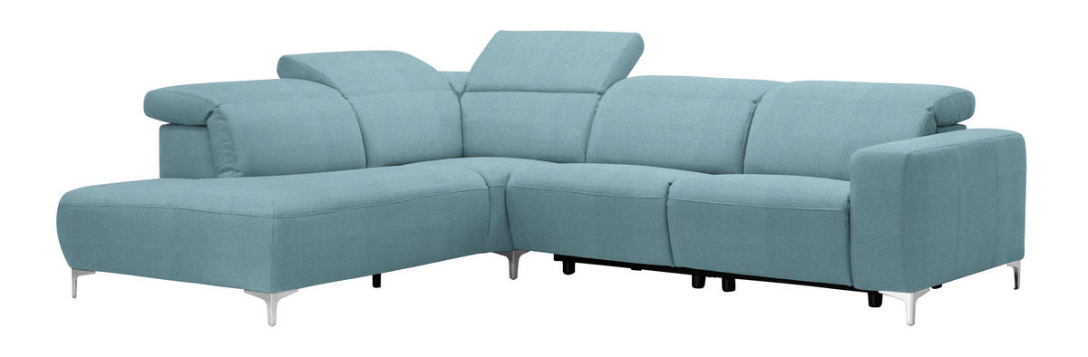 ECKSOFA Hellblau Flachgewebe  - Hellblau, Design, Textil/Metall (238/290cm) - Pure Home Lifestyle