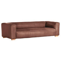 3-SITS SOFFA i äkta läder brun  - brun/naturfärgad, Klassisk, läder/trä (255/70/110cm) - Livetastic